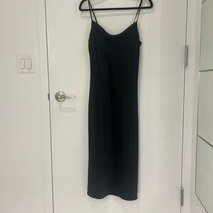 Elegant Black Satin Slip Dress